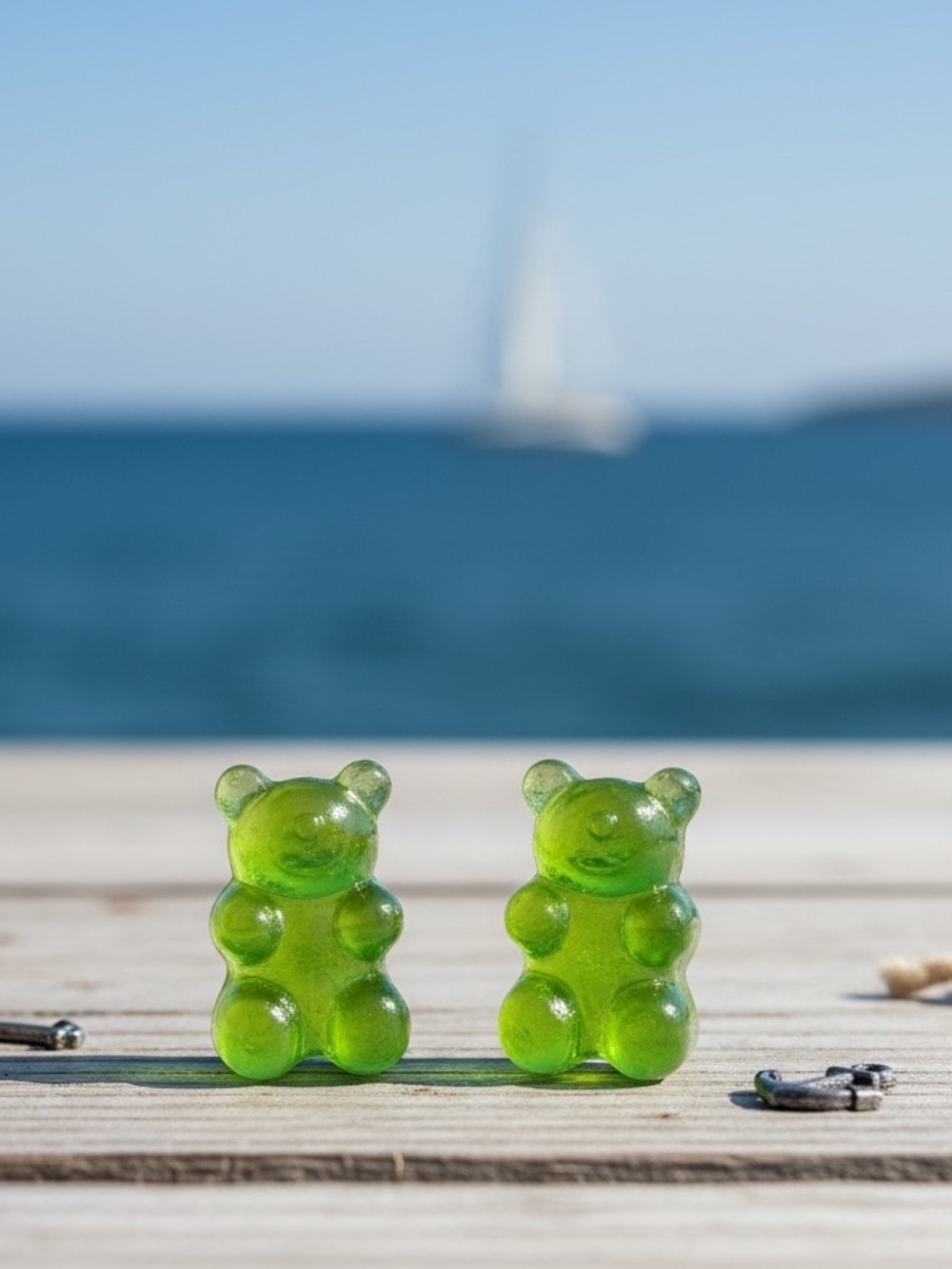 Green Gummy Bear Earrings